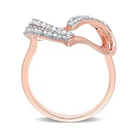 Julianna B Rose Plated Sterling Silver 0.20CTW Diamond Heart Ring