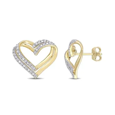 Julianna B Yellow Plated Sterling Silver 0.20CTW Diamond Heart Earrings