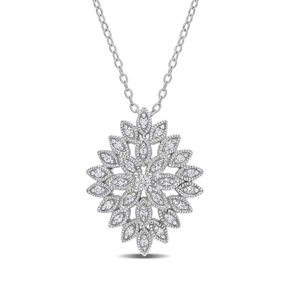 Julianna B Sterling Silver 0.25CTW Diamond Cluster Pendant