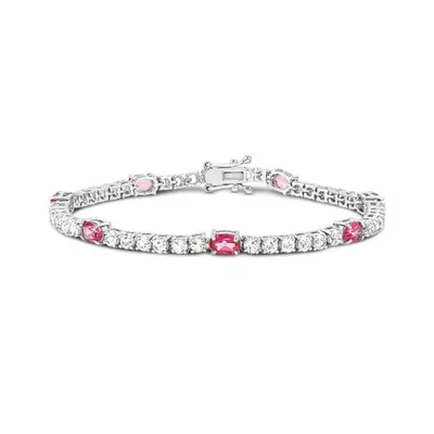 Sterling Silver Pink Topaz and White Topaz Bracelet