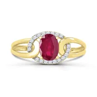 10K Yellow Gold Ruby and Diamond Ring