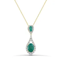 10K Yellow Gold 18" Emerald and Diamond Pendant