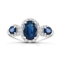 10K White Gold Blue Sapphire and Diamond Ring