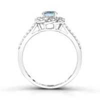 10K White Gold Aquamarine and White Sapphire Ring