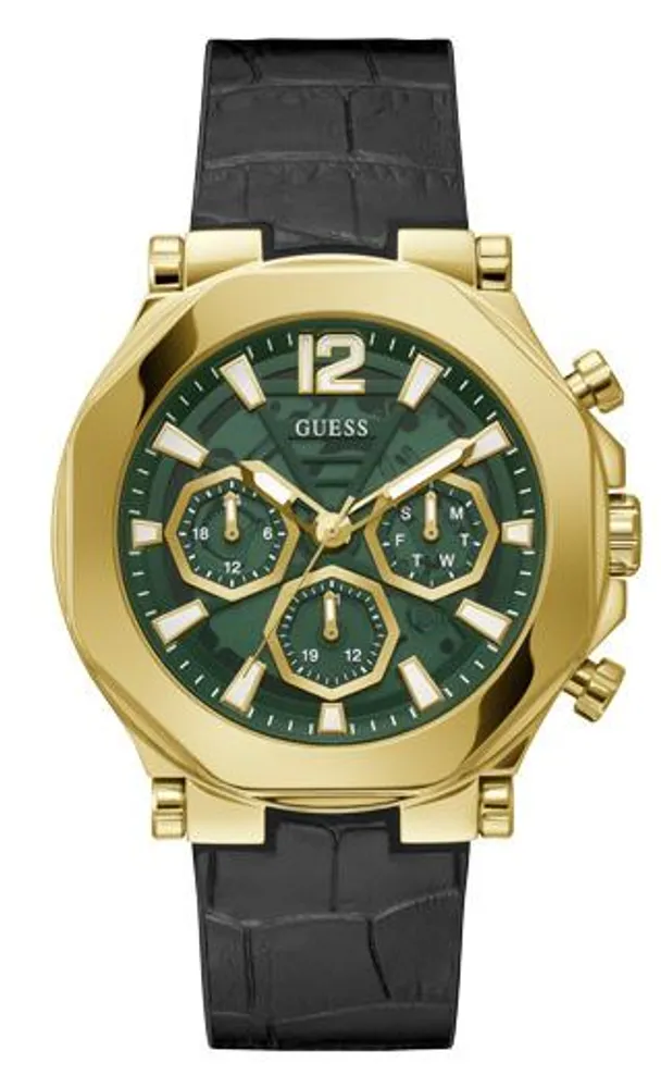 Guess Men's Black & Gold-Tone Watch