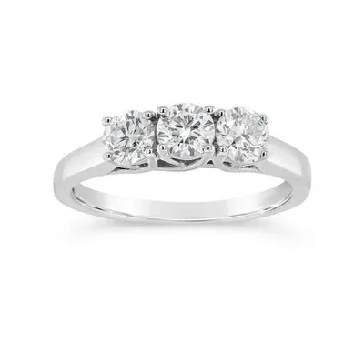 New Brilliance 14K White Gold Lab Grown 1.00CTW Diamond Three-Stone Ring