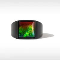 KORITE MIDNIGHT Black Titanium Ammolite Ring