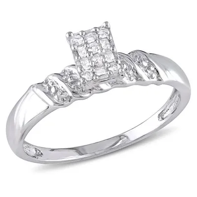 Julianna B Sterling Silver 0.10CTW Diamond Engagement Ring