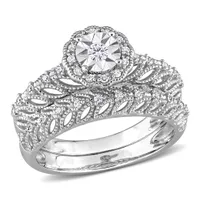 Julianna B Sterling Silver 0.24CTW Diamond Bridal Set