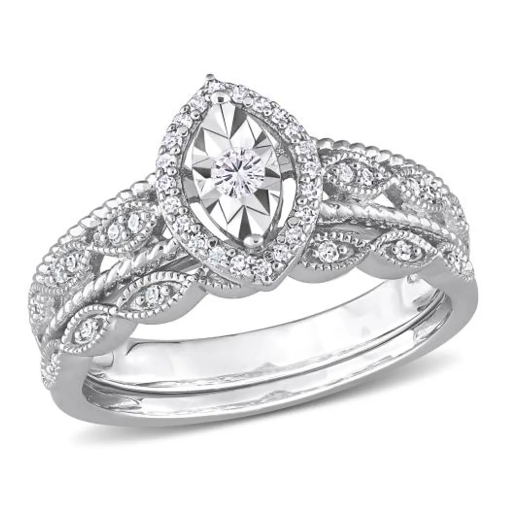 Julianna B Sterling Silver 0.22CTW Diamond Bridal Set