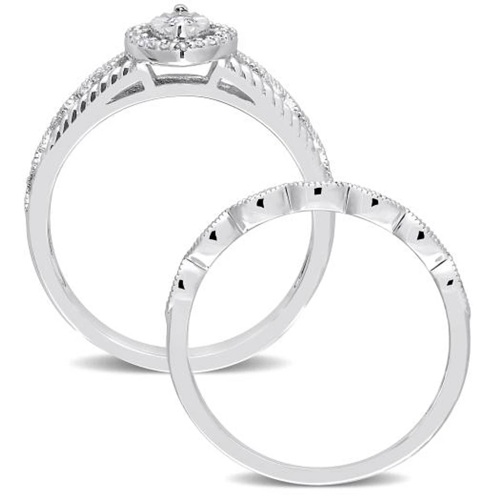 Julianna B Sterling Silver 0.22CTW Diamond Bridal Set
