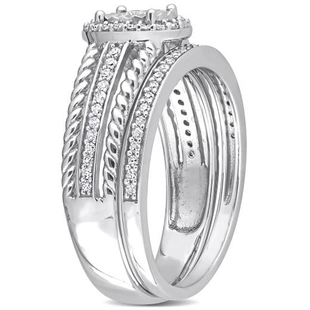 Julianna B Sterling Silver 0.33CTW Diamond Bridal Set
