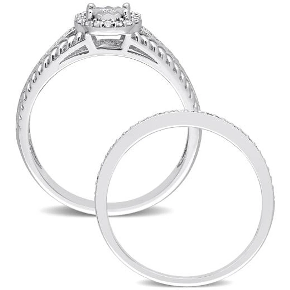 Julianna B Sterling Silver 0.33CTW Diamond Bridal Set