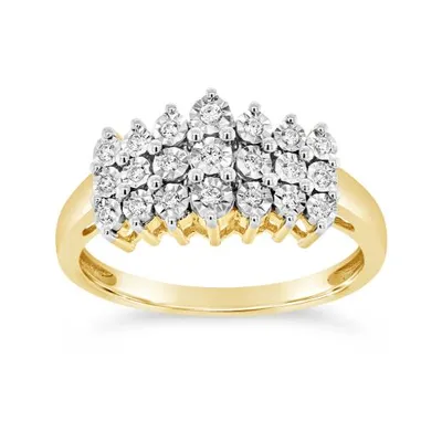 10K Yellow and White Gold 0.10CTW Diamond Band