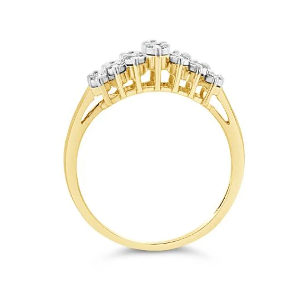 10K Yellow and White Gold 0.10CTW Diamond Band
