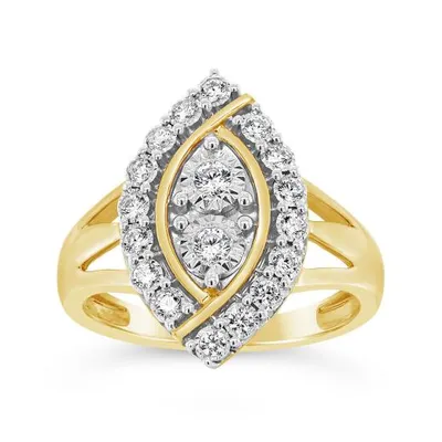 10K Yellow And White Gold 0.16CTW Diamond Fashion Ring
