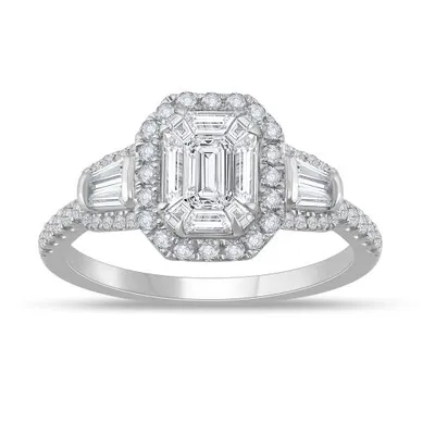 14K White Gold 1.01CTW Emerald Cut Diamond Bridal Ring