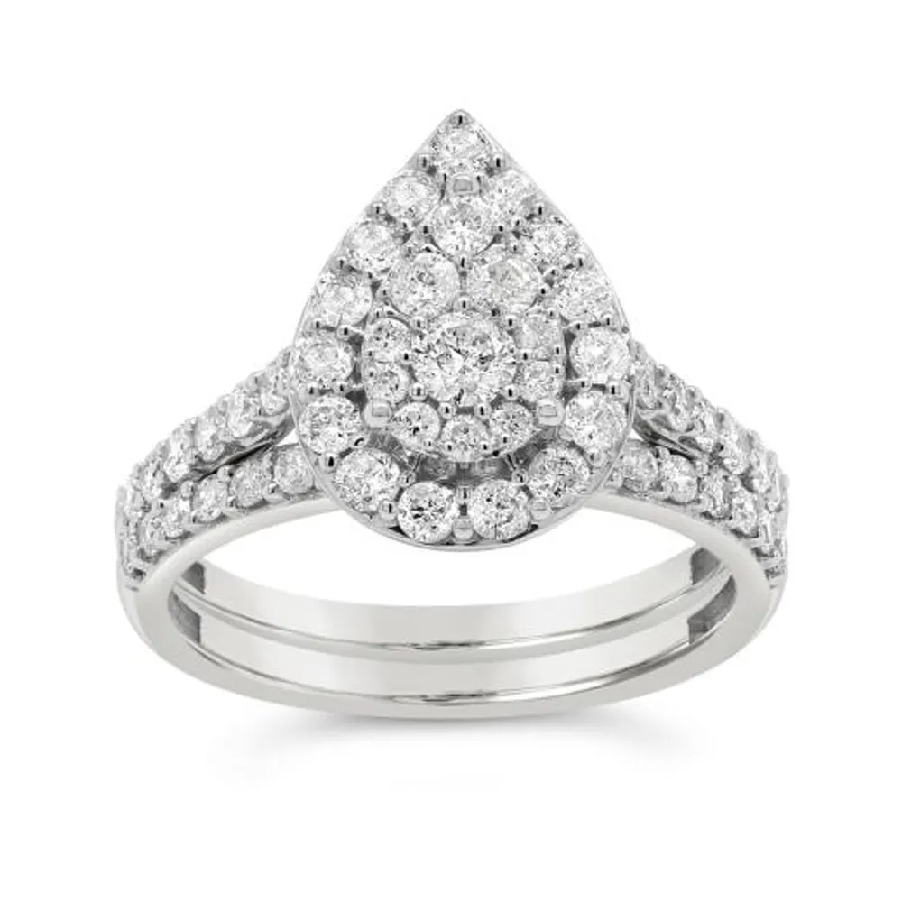 10K White Gold 1.25CTW Diamond Bridal Set