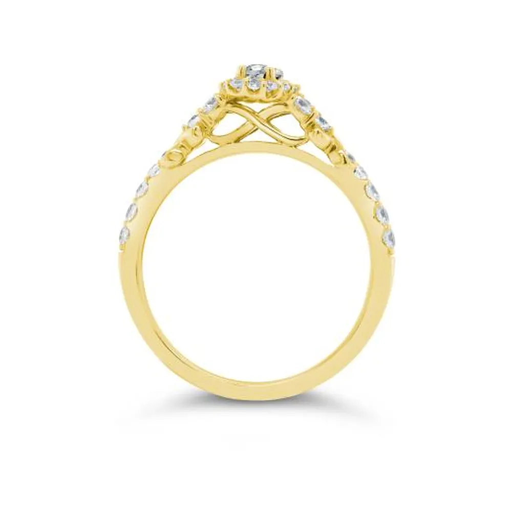 Glacier Fire 14K Yellow Gold 0.75CTW Canadian Oval Diamond Bridal Ring