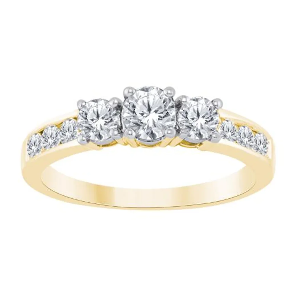 10K Yellow Gold 1.00CTW Three-Stone Ring