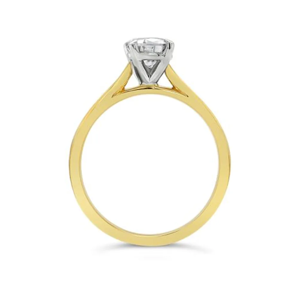 14K Yellow Gold Lab Grown 1.00CT Pear Shaped Diamond Solitaire Ring