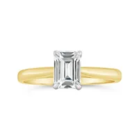 14K Yellow Gold Lab Grown 1.00CT Emerald Shaped Diamond Solitaire Ring