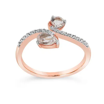 10K Rose Gold Morganite and Diamond Fashion Ring