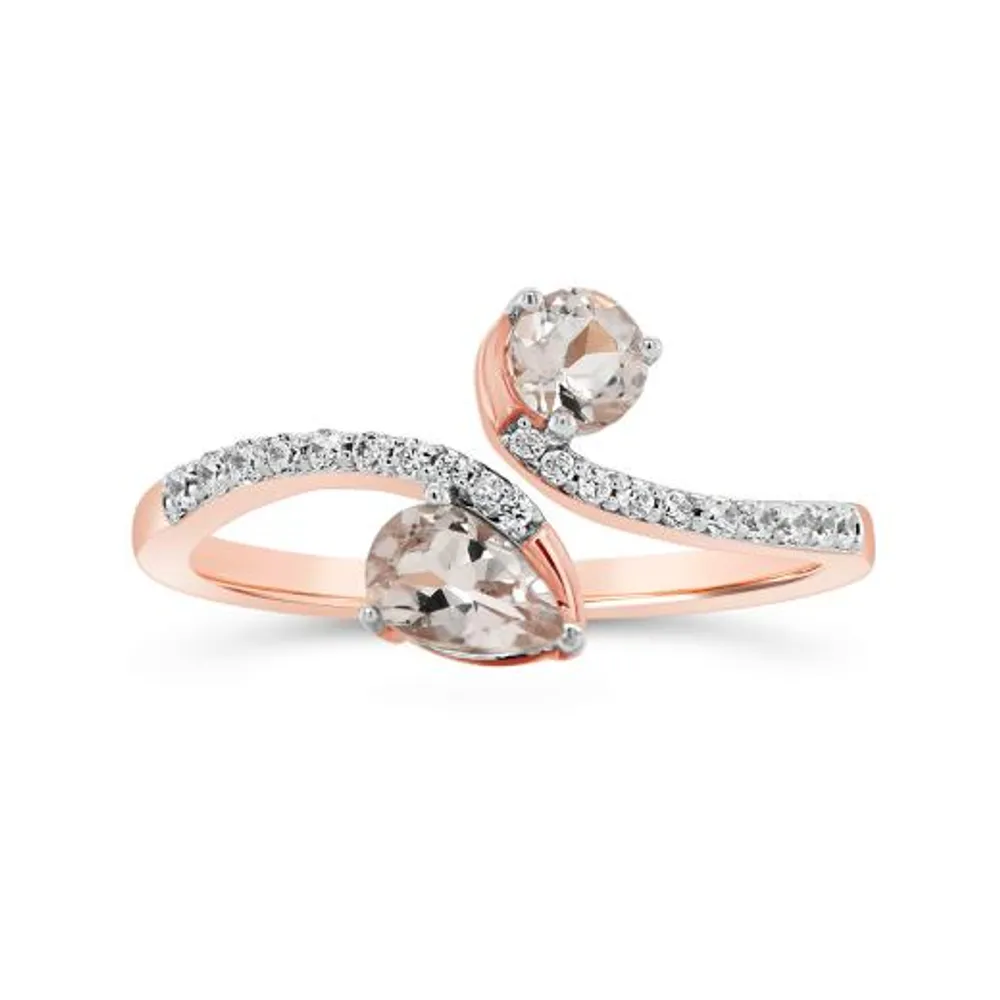 10K Rose Gold Morganite and Diamond Fashion Ring