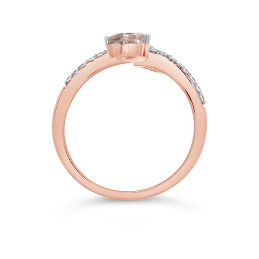 10K Rose Gold Morganite and Diamond Fashion Ring