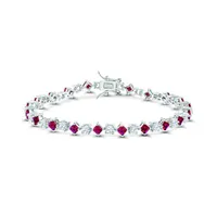 Sterling Silver Created Ruby and Created White Sapphire Bracelet