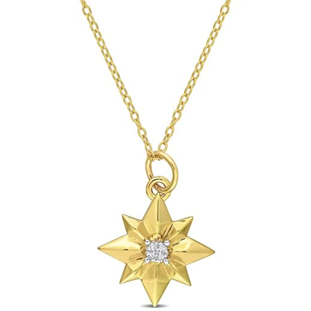 Julianna B Yellow Plated Sterling Silver Diamond Star Pendant