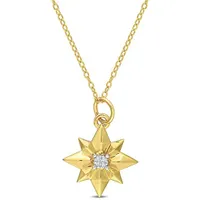 Julianna B Yellow Plated Sterling Silver Diamond Star Pendant