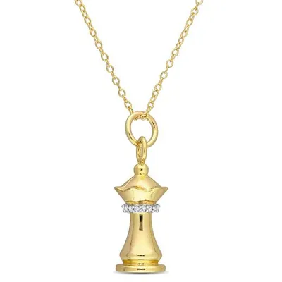 Julianna B Yellow Plated Sterling Silver Diamond Chess Piece Pendant