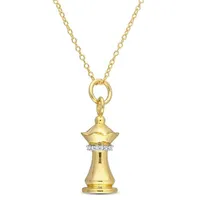 Julianna B Yellow Plated Sterling Silver Diamond Chess Piece Pendant