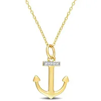 Julianna B Yellow Plated Sterling Silver Diamond Anchor Pendant