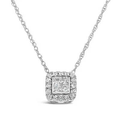 10K White Gold 0.50CTW Diamond Princessa Pendant