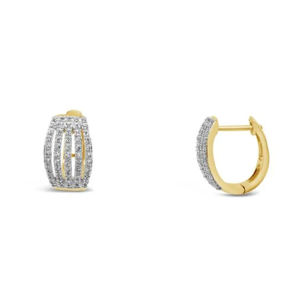 10K Yellow Gold 0.25CTW Diamond Hoop Earrings