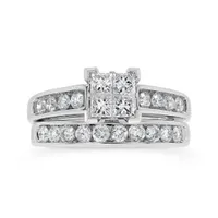 14K White Gold 1.50CTW Diamond Princessa Bridal Set