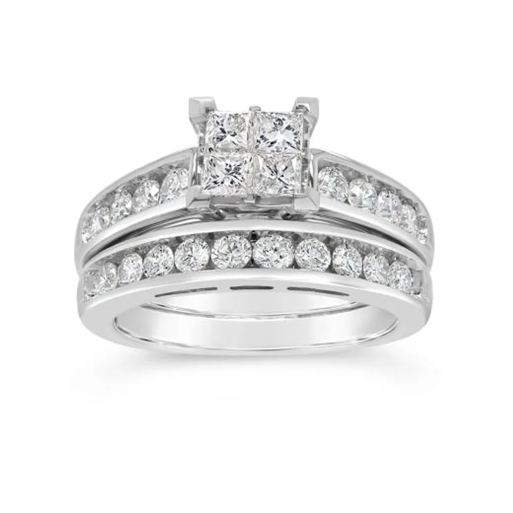 14K White Gold 2.00CTW Diamond Princessa Bridal Set