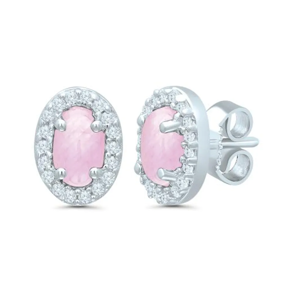 POLAR PINK Serling Silver Pink Sapphire & Diamond Earrings