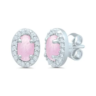 POLAR PINK Serling Silver Pink Sapphire & Diamond Earrings