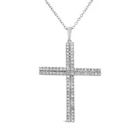10K White Gold 0.50CTW Diamond Cross Pendant
