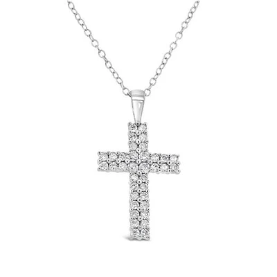 10K White Gold 0.50CTW Diamond Cross Pendant