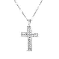 10K White Gold 0.50CTW Diamond Cross Pendant