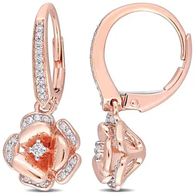 Julianna B 10K Rose Gold 0.20CTW Diamond Dangle Flower Earrings