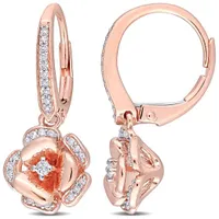 Julianna B 10K Rose Gold 0.20CTW Diamond Dangle Flower Earrings