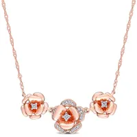 Julianna B 10K Rose Gold 0.10CTW Diamond Flower Necklace