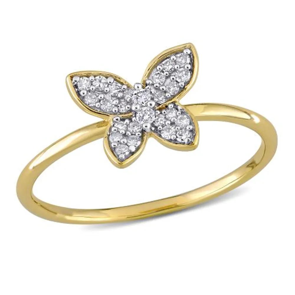 Julianna B 10K Yellow Gold 0.12CTW Diamond Butterfly Ring