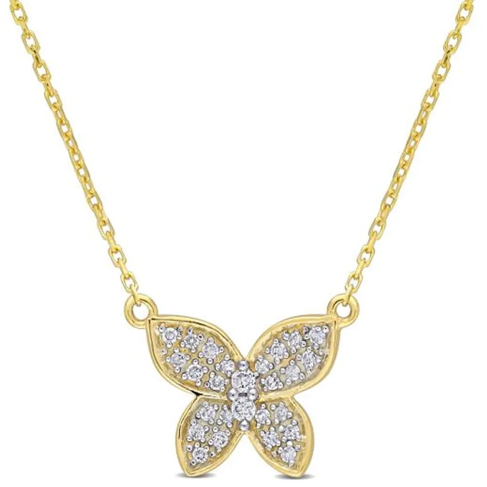 Julianna B 10K Yellow Gold 0.13CTW Diamond Butterfly Pendant