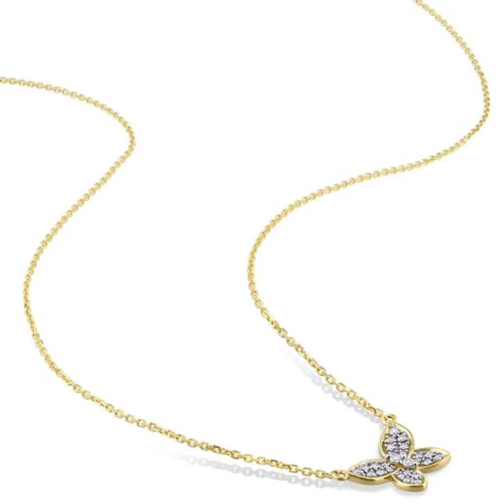 Julianna B 10K Yellow Gold 0.13CTW Diamond Butterfly Pendant